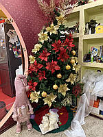 Новорічна прикраса — пуансеттія. Різдвяна квітка — пуансеттія червона (25 см), фото 10