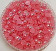 Камінці-половинки (напівнамистини) 8 мм, колір- рожевий АВ, арт (013735), уп\95-100 шт, Рожевий