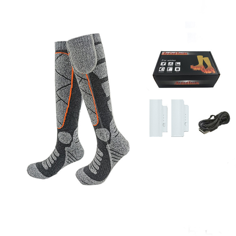 Термошкарпетки гетри з підігрівом та двома акумуляторами по 2200 mAh Heated Electric Socks Grey, фото 1