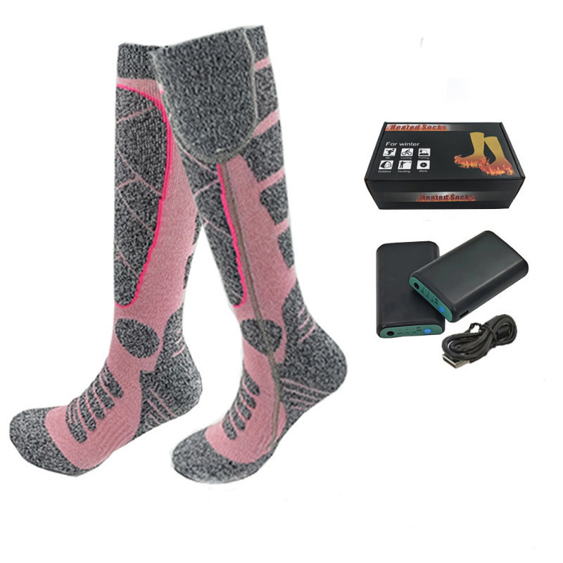 Термошкарпетки гетри з підігрівом та двома акумуляторами по 4000 mAh Heated Electric Socks Rose, фото 1