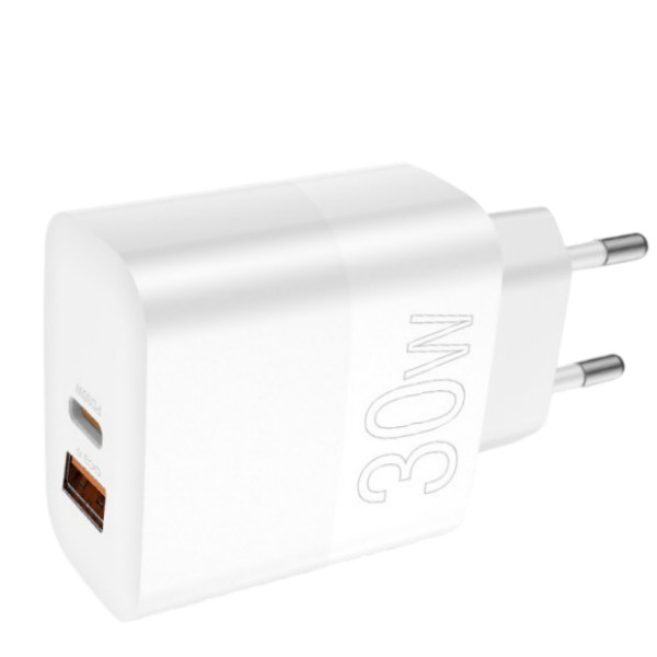 Зарядний пристрій WUW-C208 30W PD USB-C + USB QC3.0 18W white