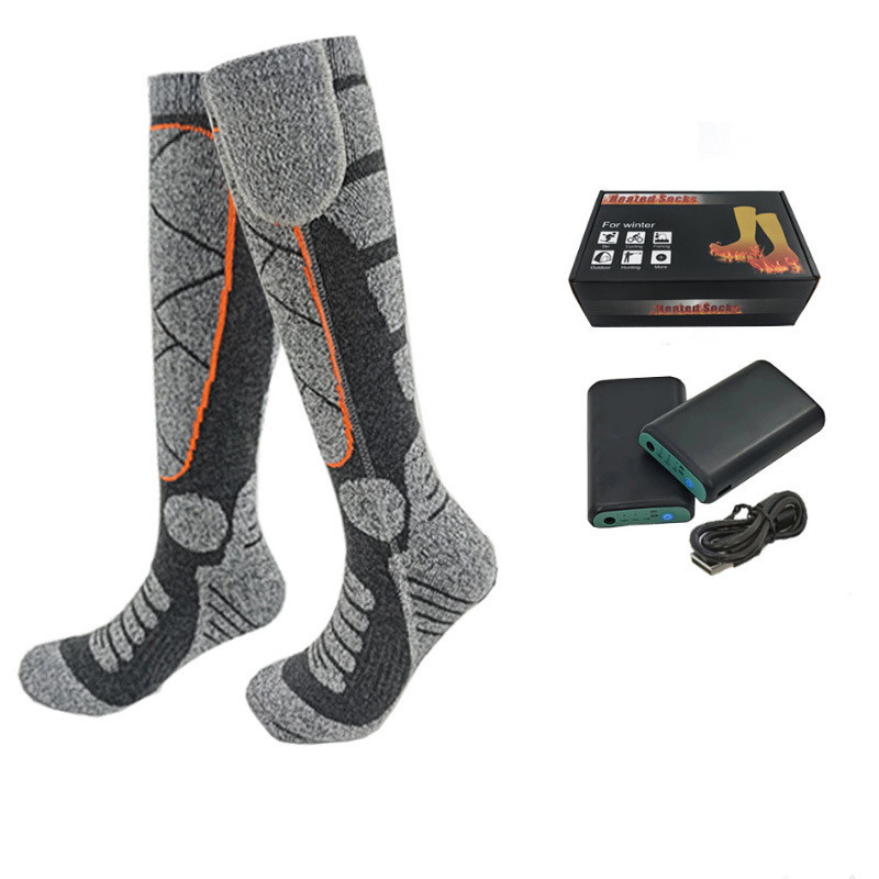Термошкарпетки гетри з підігрівом та двома акумуляторами по 4000 mAh Heated Electric Socks Grey, фото 1