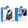 Ігрові геймерські навушники для ПК з мікрофоном і підсвіткою HOCO W110 Чорний, фото 2