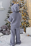 Теплий костюм тедді штани та худі із вушками для хлопчика сірого кольору р. 80-104, фото 3