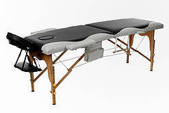 Масажний стіл двосегментний дерев'яний двоколірний