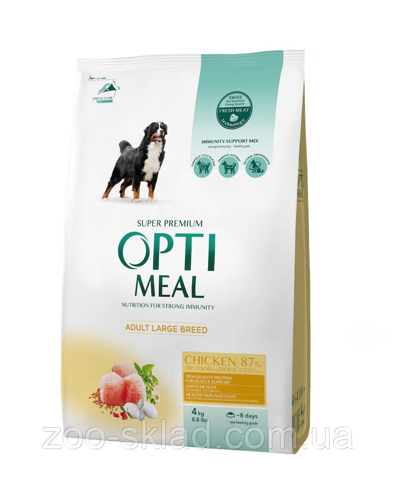 Optimeal DOG Adult Maxi Chicken для дорослих собак великих порід, з куркою 4кг