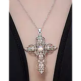 Ланцюжок із кулоном ажурний хрест Fashionn Jewerly зі стразами рожевий колір у корейському стилі y2k, фото 3