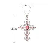 Ланцюжок із кулоном ажурний хрест Fashionn Jewerly зі стразами рожевий колір у корейському стилі y2k, фото 5