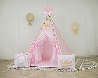 Вігвам та аксесуари великий ігровий намет для дітей курінь Рожевий для дівчинки Принцеса Повний комплект!, фото 3
