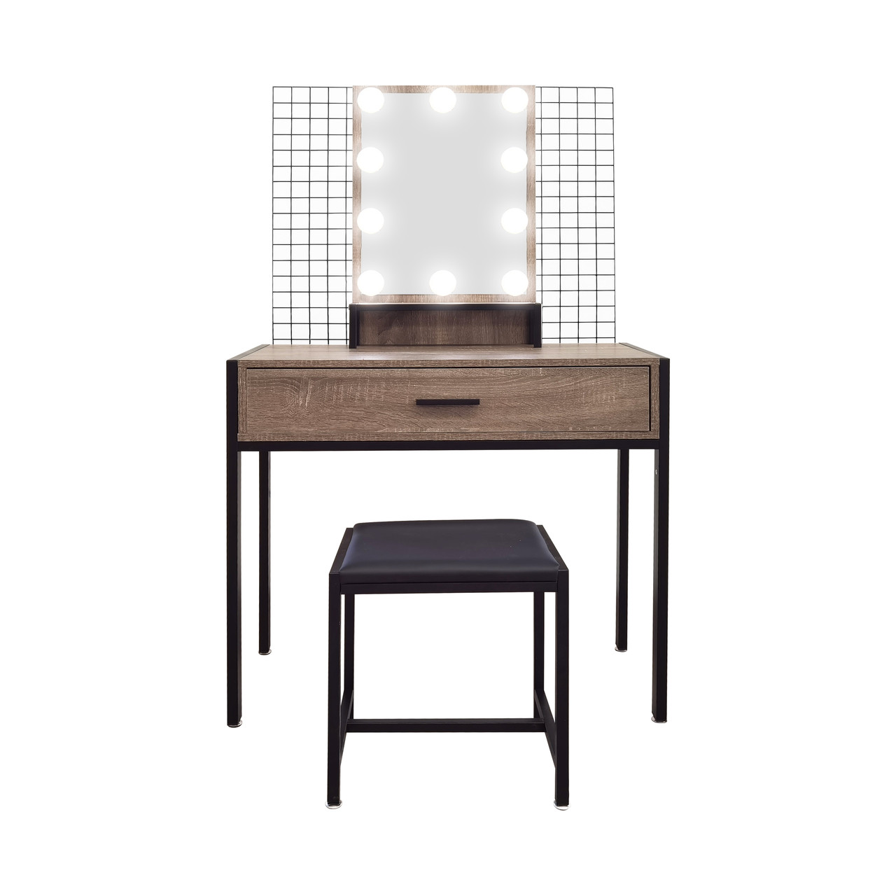 Туалетний, косметичний столик + табурет з підсвіткою AVKO ADT21 Grey Walnut, фото 1