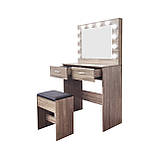 Туалетний, косметичний столик + табурет з підсвіткою AVKO ADT3 Grey Walnut, фото 2