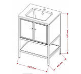 Тумба підлогова металева з умивальником AVKO RGF1841 60х46х85 см, фото 6
