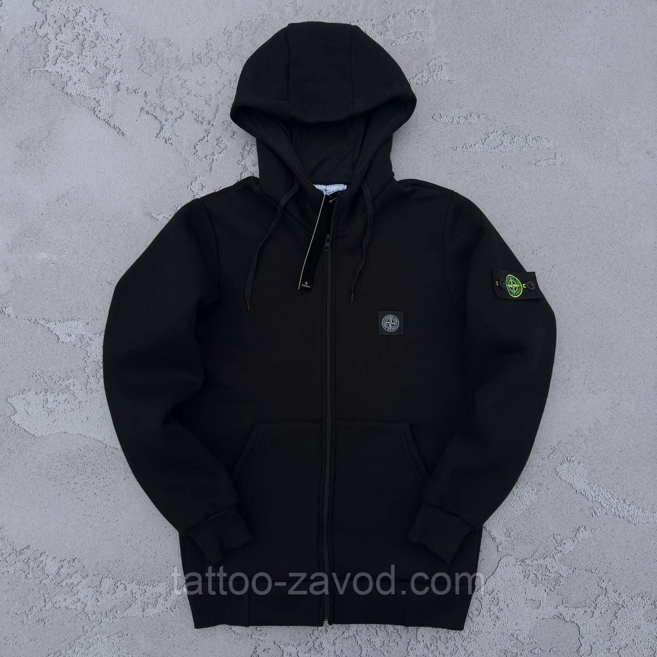 Толстовка чоловіча тринитка на флісі на блискавці з капюшоном XS S M L XL XXL, фото 1