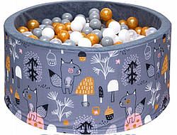 М'який манеж з кульками круглий СУХИЙ БАСЕЙН Welox 90х40х