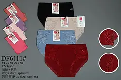 Труси жіночі великі рубчик "Ніжне мереживо" (50-56 розмір) XL XXL XXXL поліестер спандекс у рубчик