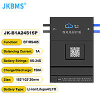 BMS плата JK-B1A24S15P 8-24S 150A 1A 24/76V Li-ion/Lfepo4/LTO Активне балансування