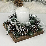 Композиція новорічна вінок із свічкою 14х14 см MR