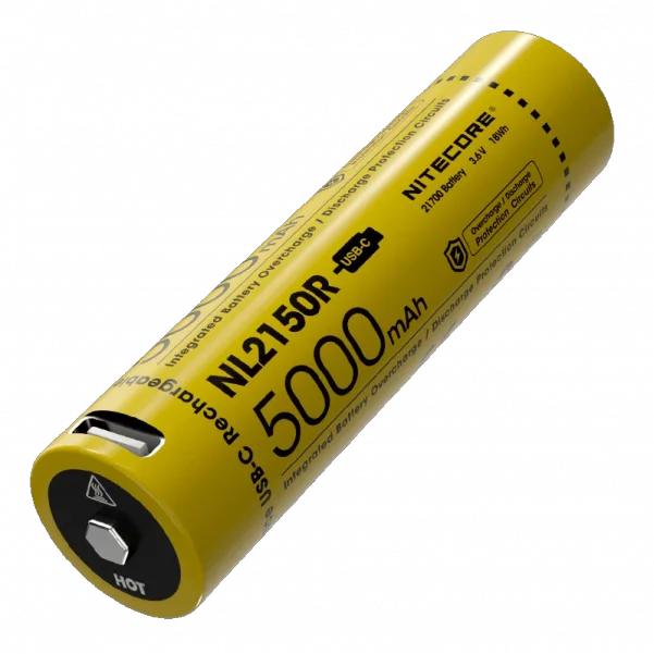 Акумулятор USB-C 21700 Li-Ion Nitecore NL2150R 5000mAh (Жовтий)