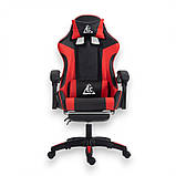 Комп'ютерне крісло з підніжкою та 2 подушками ( + вбудований масажер) GAMER KO24CZE Чорно-червоне, фото 2