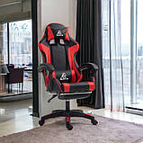 Комп'ютерне крісло з підніжкою та 2 подушками ( + вбудований масажер) GAMER KO24CZE Чорно-червоне, фото 10