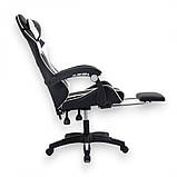 Комп'ютерне крісло з підніжкою та 2 подушками ( + вбудований масажер) GAMER KO24B Чорно-біле, фото 3