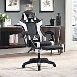 Комп'ютерне крісло з підніжкою та 2 подушками ( + вбудований масажер) GAMER KO24B Чорно-біле, фото 10