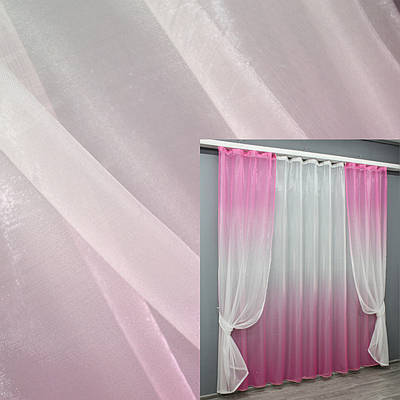 Комплект (3х2,6м.+ 2шт. 1х2,6м.) розтяжка "Омбре", із органзи. Колір рожевий з білим. Код 031дк 1394т 11-0201