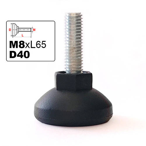 ОпорарегульованазрізьбоюD40M8х65(ніжкамеблевагвинтова)