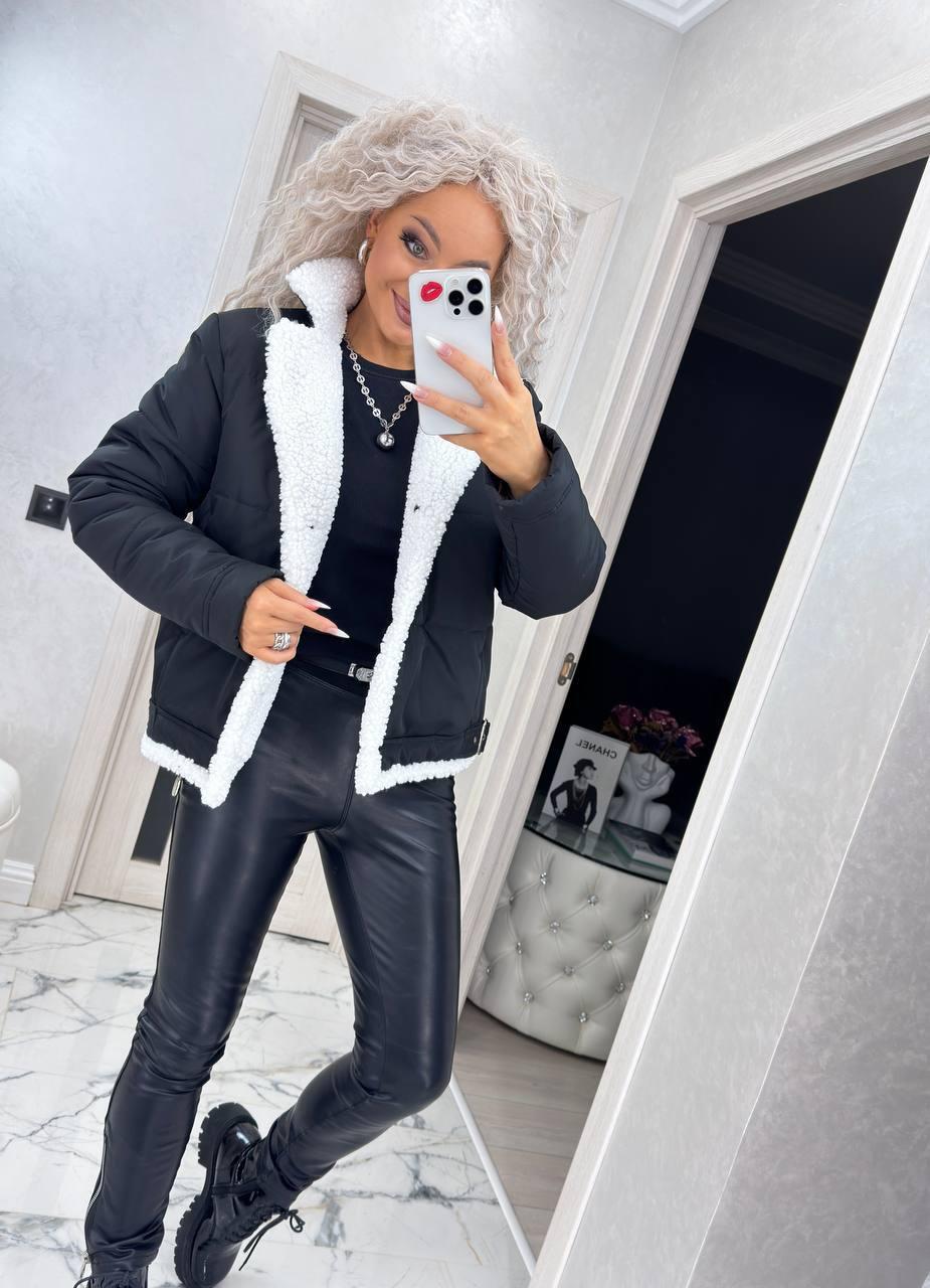 Стильна жіноча курточка (Розміри XS-S (42-44), M-L (46-48), XL-XXL (50-52), чорна, фото 1