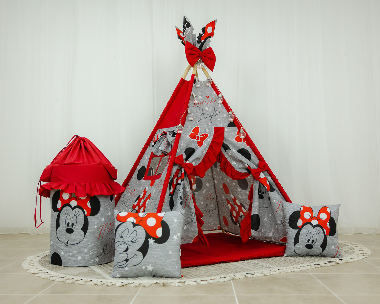 Вігвам для дівчинки Minnie style + кошик для іграшок, фото 1