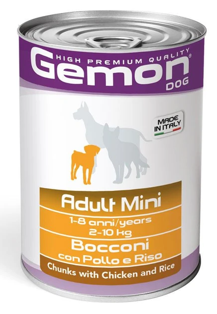 Вологий корм для собак малих порід Gemon Dog Wet Mini шматочки з куркою та рисом 415 г