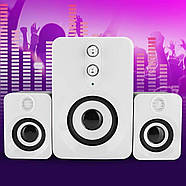 Комп'ютерні колонки 2.1 з сабвуфером і живленням від USB FT-10 Біло-чорні, фото 3