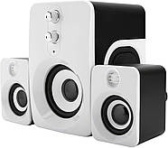 Комп'ютерні колонки 2.1 з сабвуфером і живленням від USB FT-10 Біло-чорні, фото 6