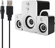 Комп'ютерні колонки 2.1 з сабвуфером і живленням від USB FT-10 Біло-чорні, фото 8