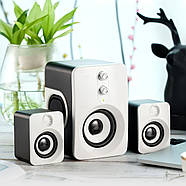 Комп'ютерні колонки 2.1 з сабвуфером і живленням від USB FT-10 Біло-чорні, фото 2