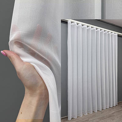 Готова тюль (5х2,7м.) льон "Мережка". Колір білий. Код 1353т 42-0574