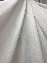 Тюль льон з вишивкою  заввишки 2,9 м.кремовий, фото 4
