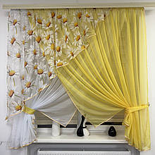Фіранка на кухню №362 жовта ромашка