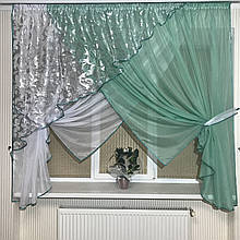 Фіранка на кухню №362 бірюза