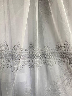 Тюль бамбук заввишки 2,8 м. біла з сірим, фото 3