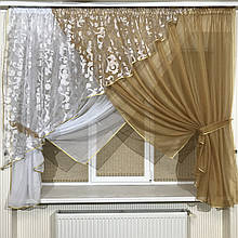 Фіранка на кухню №362 карамель вензель