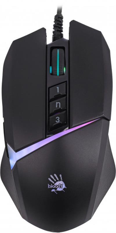 Комп'ютерна миша A4tech W60 Max Bloody, Stone USB, оптична (сенсор MAX BC3332-A), RGB підсвічування (5 профілів), 10 кнопок Black, фото 1