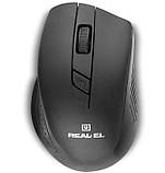 Комп'ютерна миша бездротова REAL-EL Wireless, USB, 1600 dpi, 4 кнопки, 1xAA Black/Grey, фото 2