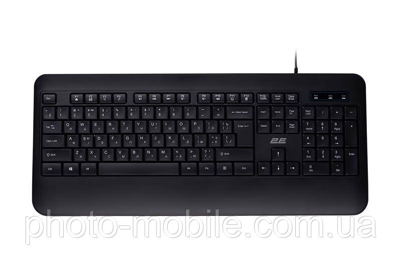 Клавіатура 2E KS109, USB, 12 функціональних клавіш, широкий нижній край, 1.5 м Black