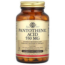 Пантотенова кислота (вітамін B5) SOLGAR "Pantothenic Acid" 550 мг (100 капсул)