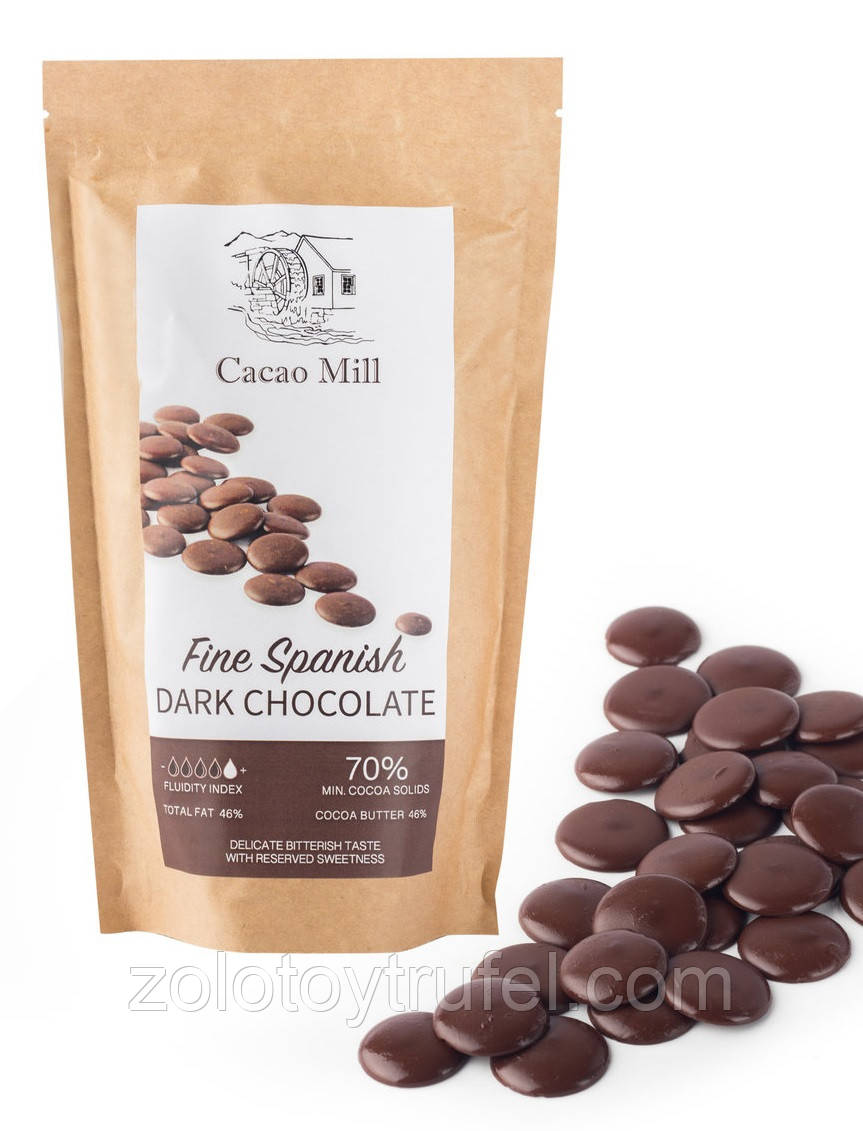 Чорній шоколад 70 % Cacao Mill 0,4 кг, Natra Cacao, фото 1