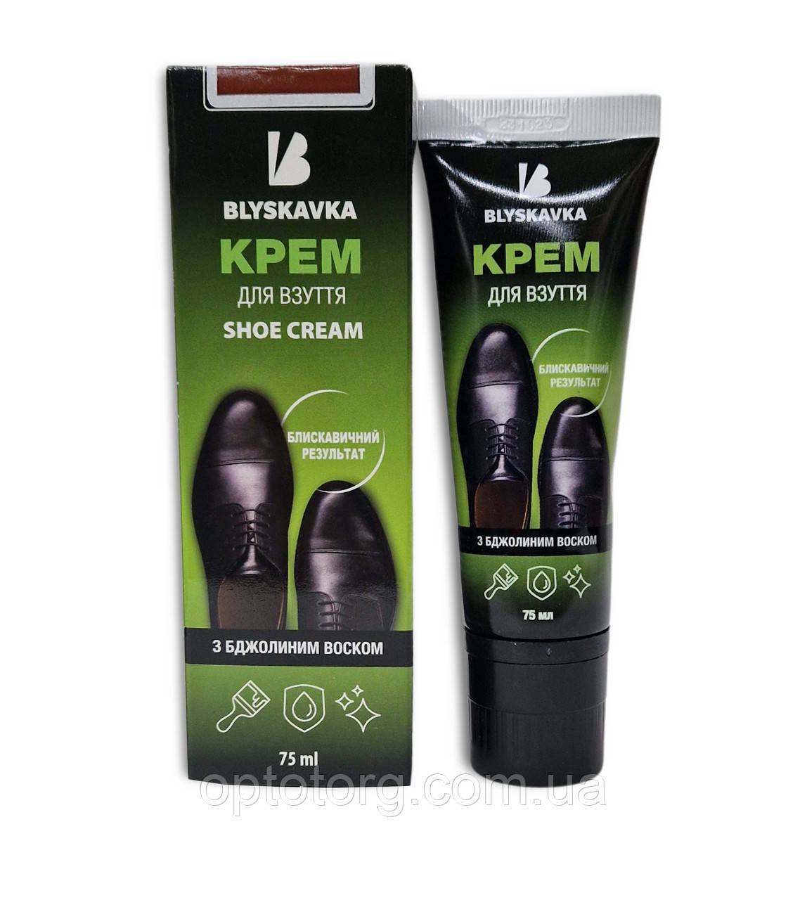 Крем коричневий для гладкої шкіри з губкою Блискавка 75мл