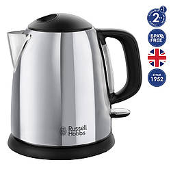 Електрочайник Russell Hobbs Victory 1л, метал, сріблясто-чорний, 24990-70