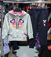 Гарний дитячий спортивний демісезонний костюм двонитка з паєтками, модний комплект у садок для дівчинки 3-4г