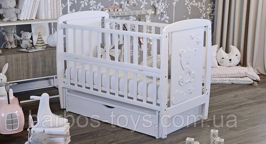 Дитяче ліжечко для новонародженої дитини з маятником і бортиком Умка ліжко з маятниковим механізмом, фото 1